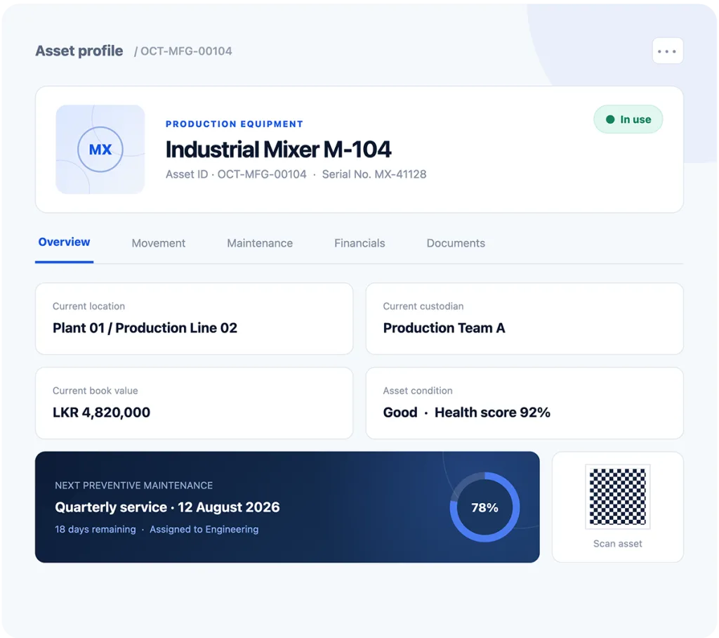 OCTO Ops digital asset registry and asset management software